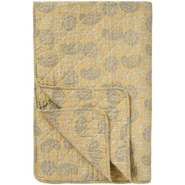 Ib Laursen quilt Sart gul med offwhite og gr&aring;tt m&oslash;nster