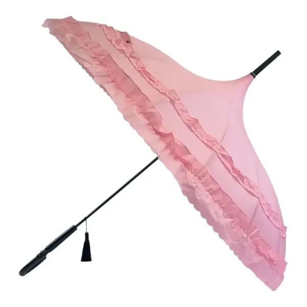 Frilled Pagoda Paraply rosa