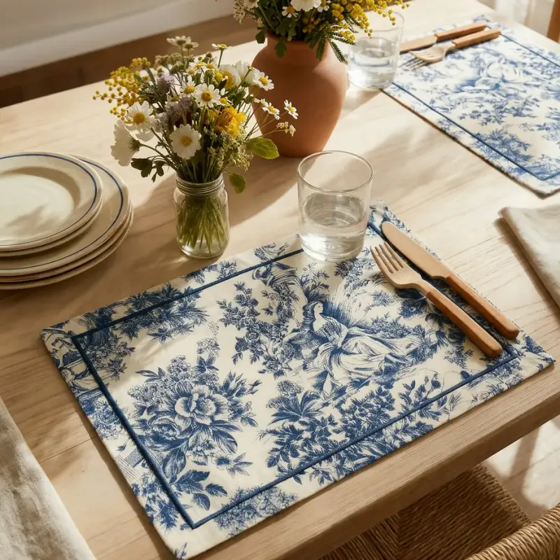Dekkebrikke Toile De Jouy blå