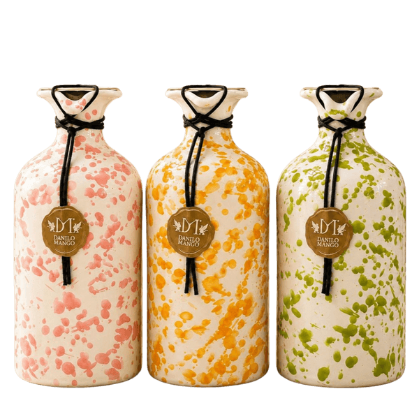 Manco EVOO 500ml keramikkflaske rosa/oransje/lys gr&oslash;nn