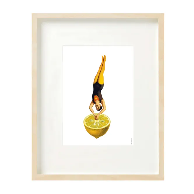 Hovedbilde Acrobat Diving in Lemon Collage trykk A4 