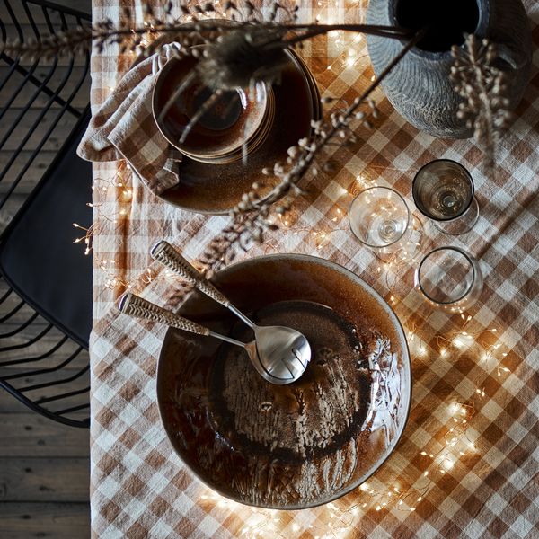 Duk Ingrid Rutete rustbrun/natur