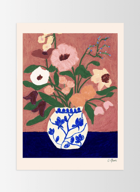 Hovedbilde TPC Carla Llanos, Flowers on Blue Table 30x40 cm