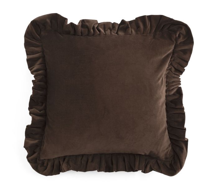 Hovedbilde Putetrekk Brun Velour med volangkant